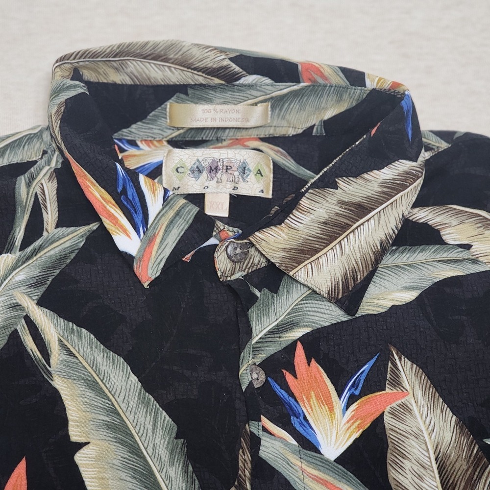 Campia Moda Rayon Hawaiian Shirt 2XLT Floral Tropical Beach Cruise Resort Camp